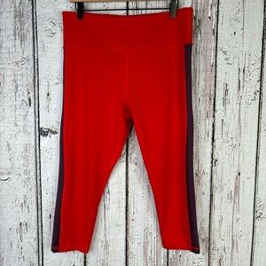 ZYIA Plus Size 16-18 Red Light N Tight Capri Leggings Purple‎ Side Stripe 20”